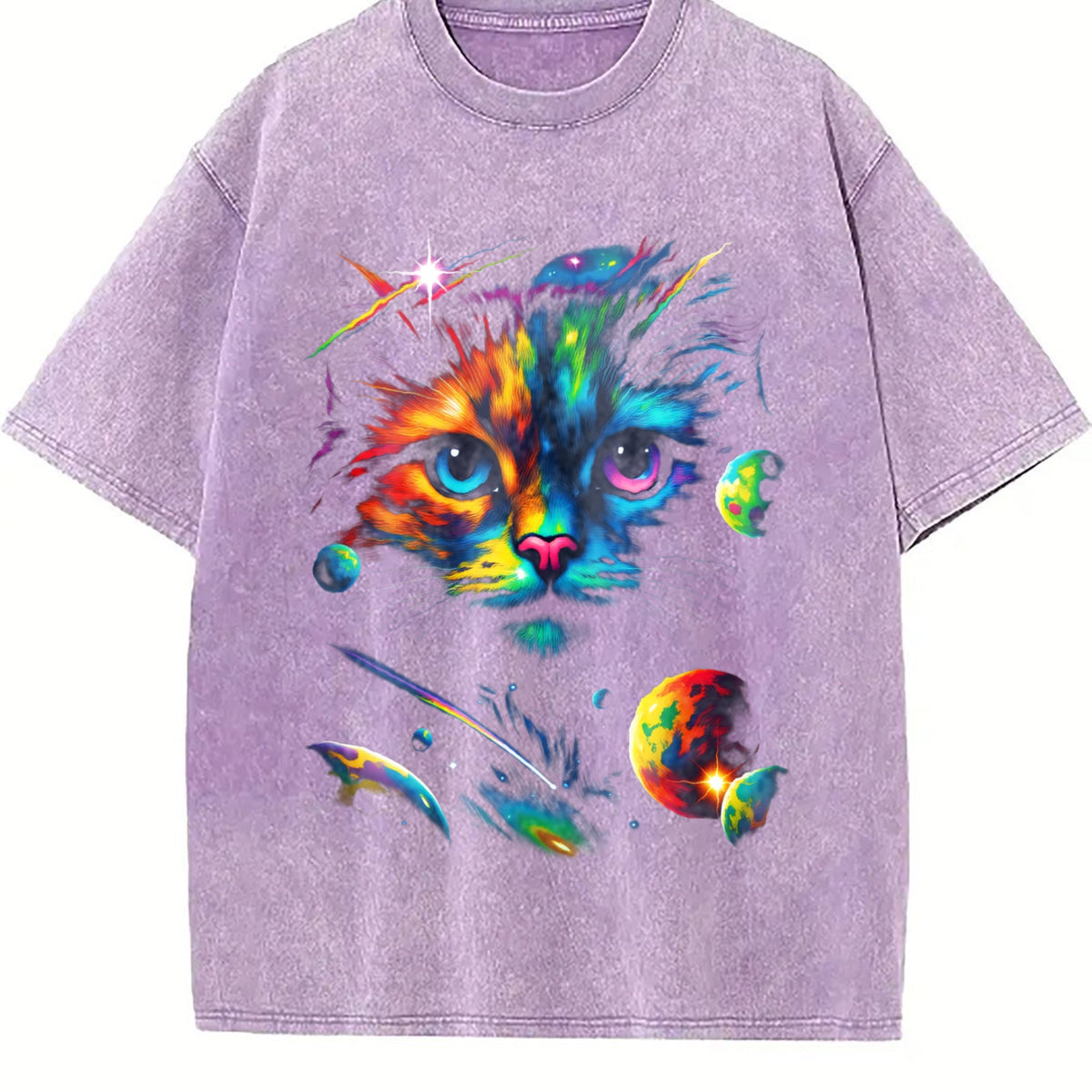 Cat Galaxy 90s Vintage Washed T-Shirt product image 6