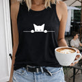 Racer With Black & White Cat - Summer Women's Tank Top