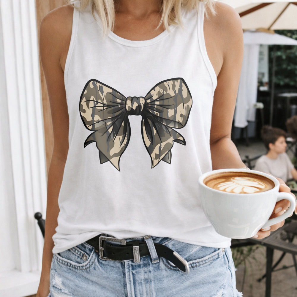 Camouflage Bow - Vibrant Pink Women's Tank Top