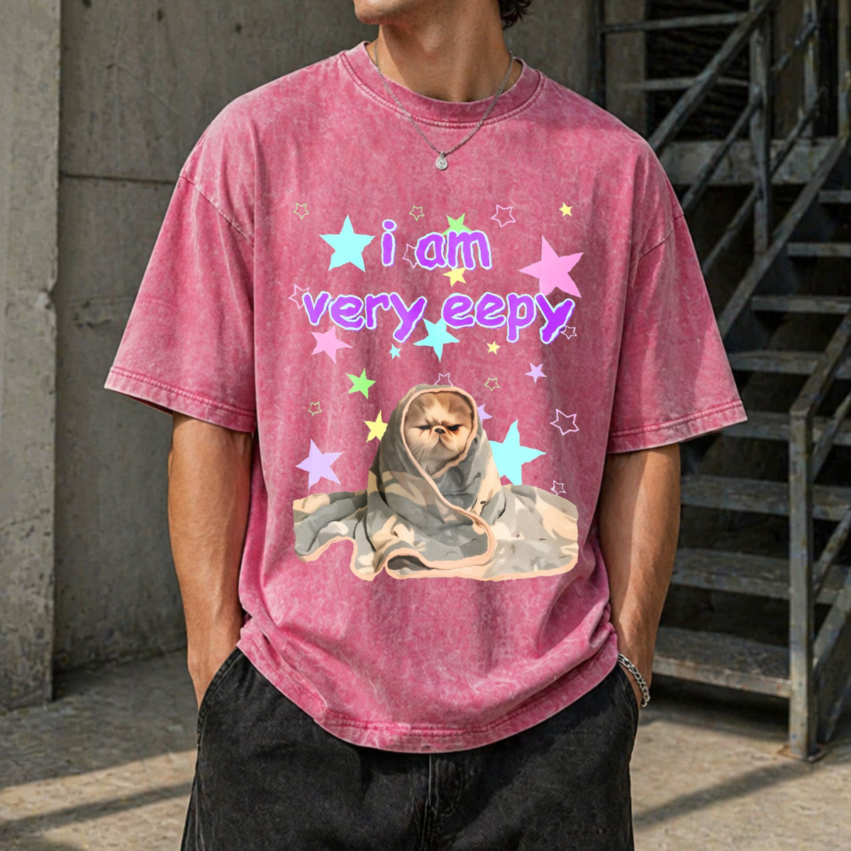Eepy Cat Funny Vintage Washed T-Shirt product image 7
