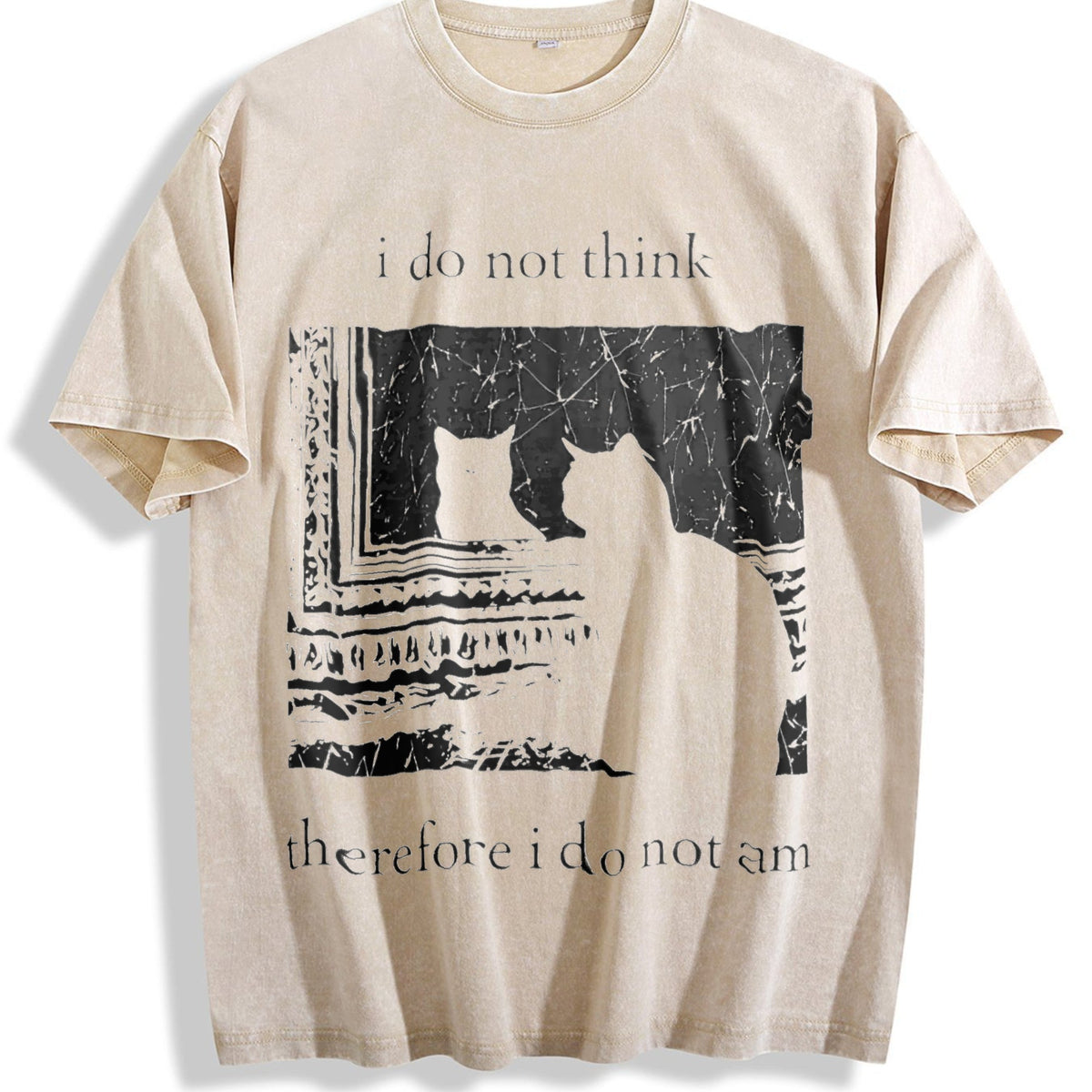 Dark Gray - Philosophical Quote & Black Cat Vintage Washed product image 1