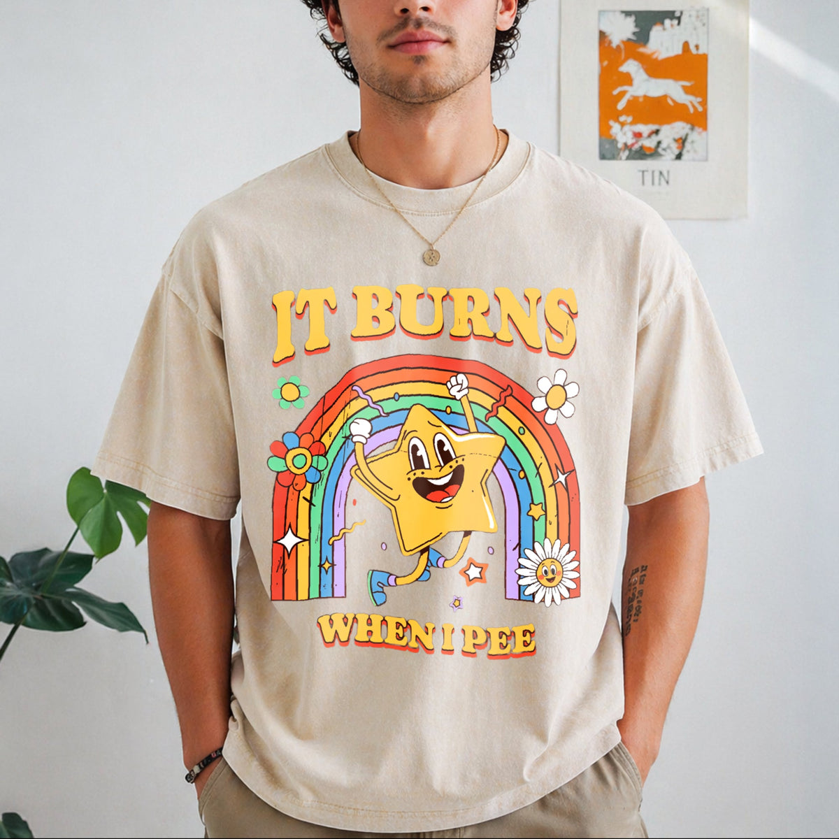 Funny Saying It Burns When I Pee Sarcastic Vintage Washed product image 1