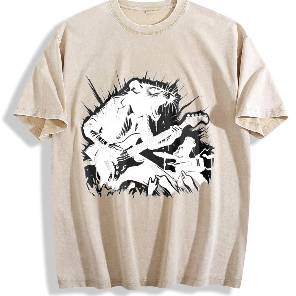 Crazy Rocker Rat 90s Vintage Washed T-Shirt product image 1