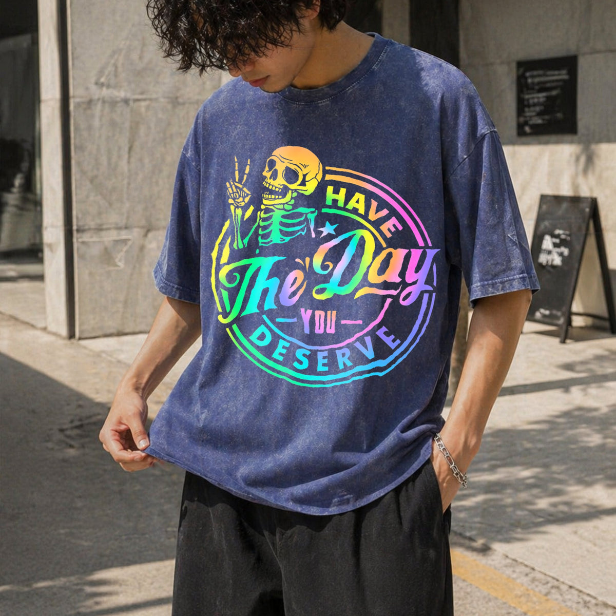 Have The Day You Deserve Skeleton Tie Dye Motivational product image 8