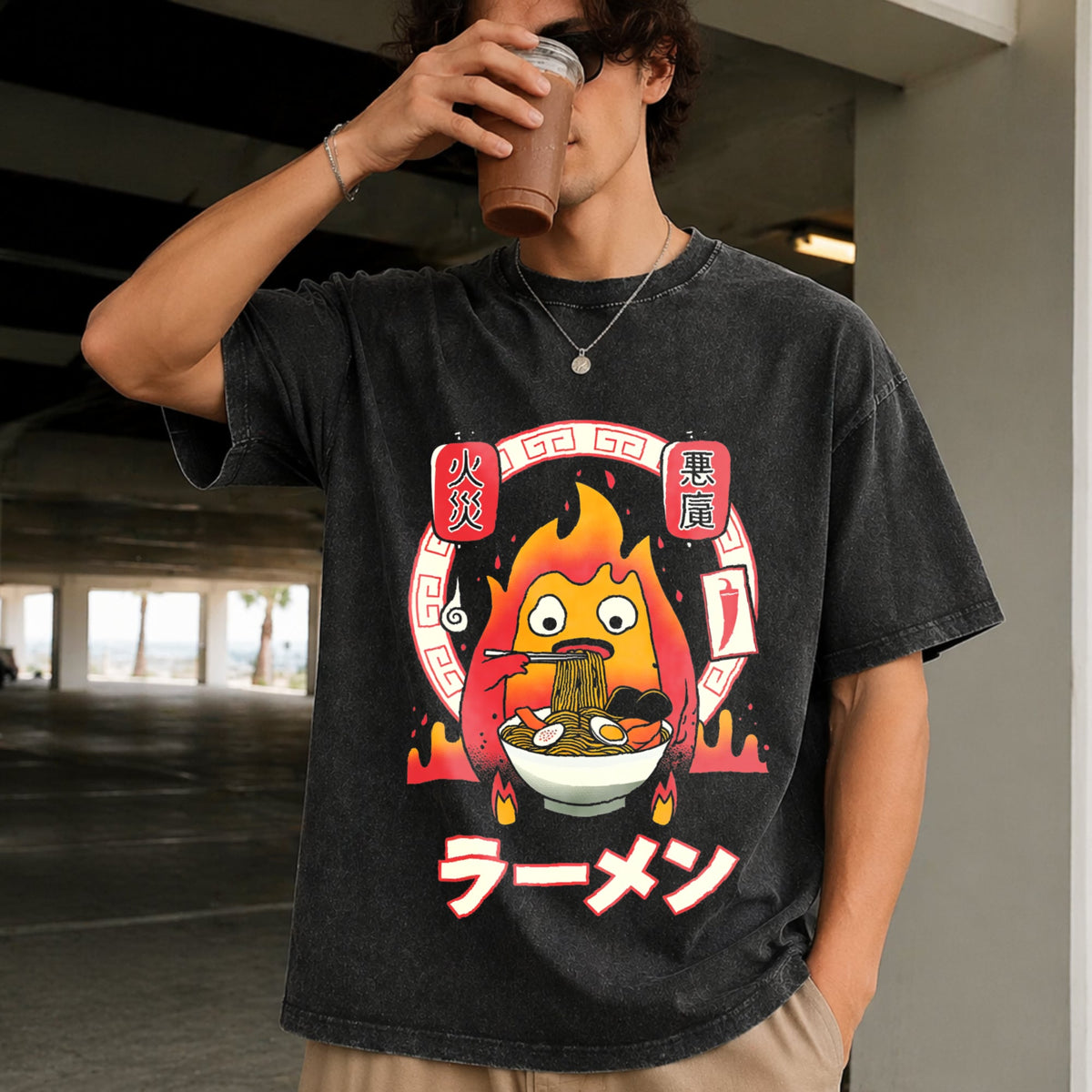 Howl's Moving Castle Calcifer Ramen - Ghibli Vintage Washed product image 2