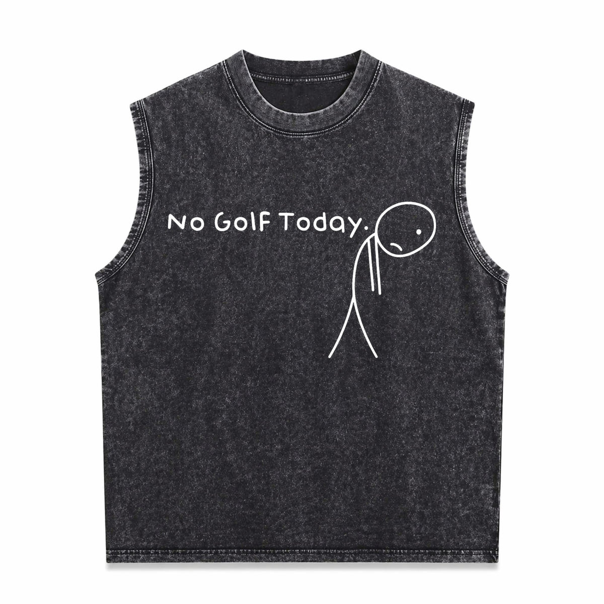 No Golf Today Funny Sad Stickman Golfer Golfers Men's Washed Tank Top