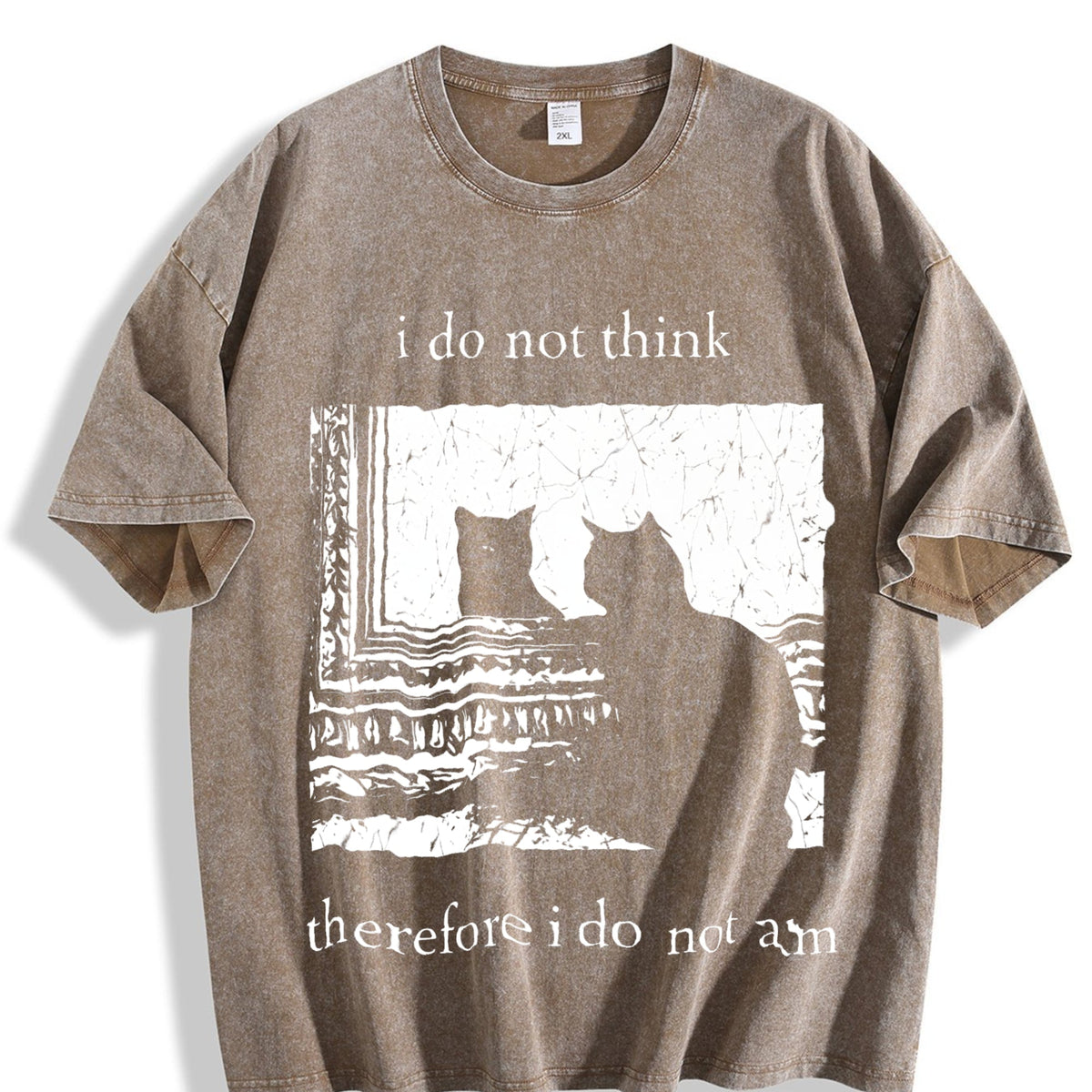 Dark Gray - Philosophical Quote & Black Cat Vintage Washed product image 3