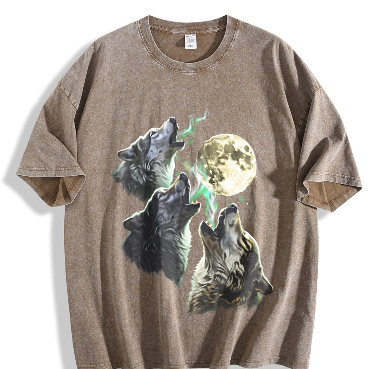 Wolves Howling To Moon 90s Vintage Washed T-Shirt product image 3