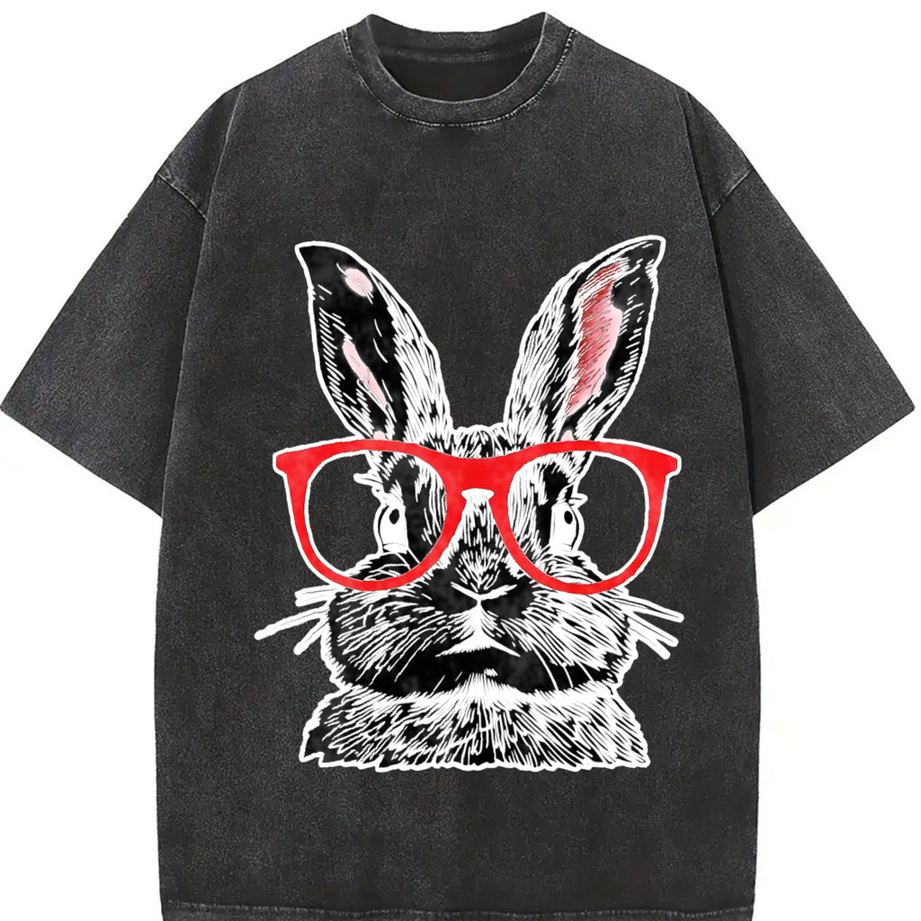 Rabbit with Red Glasses Vintage Washed T-Shirt product image 2