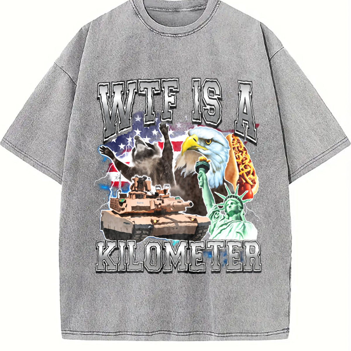 WTF Is A Kilometer Meme Vintage Washed T-Shirt product image 5