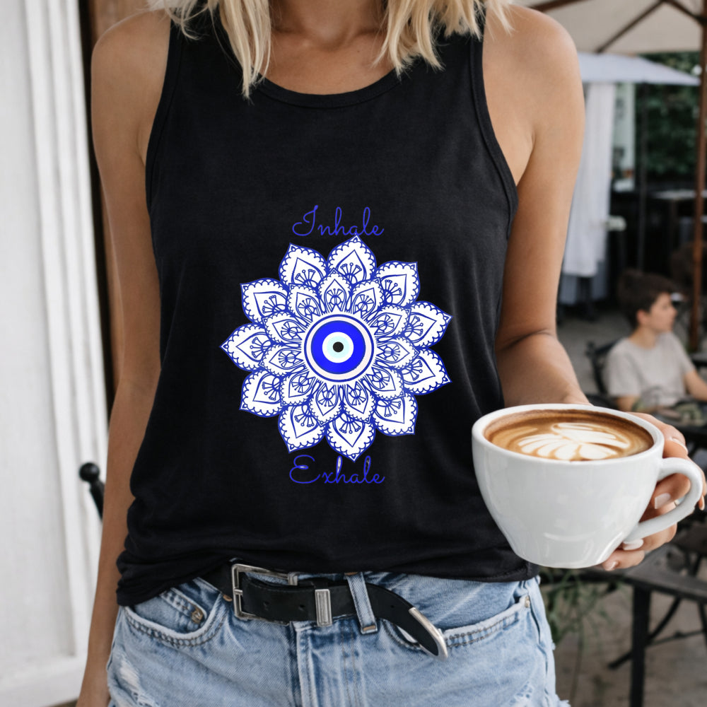 Racer - Cartoon Mandala & Eye Women's Tank Top