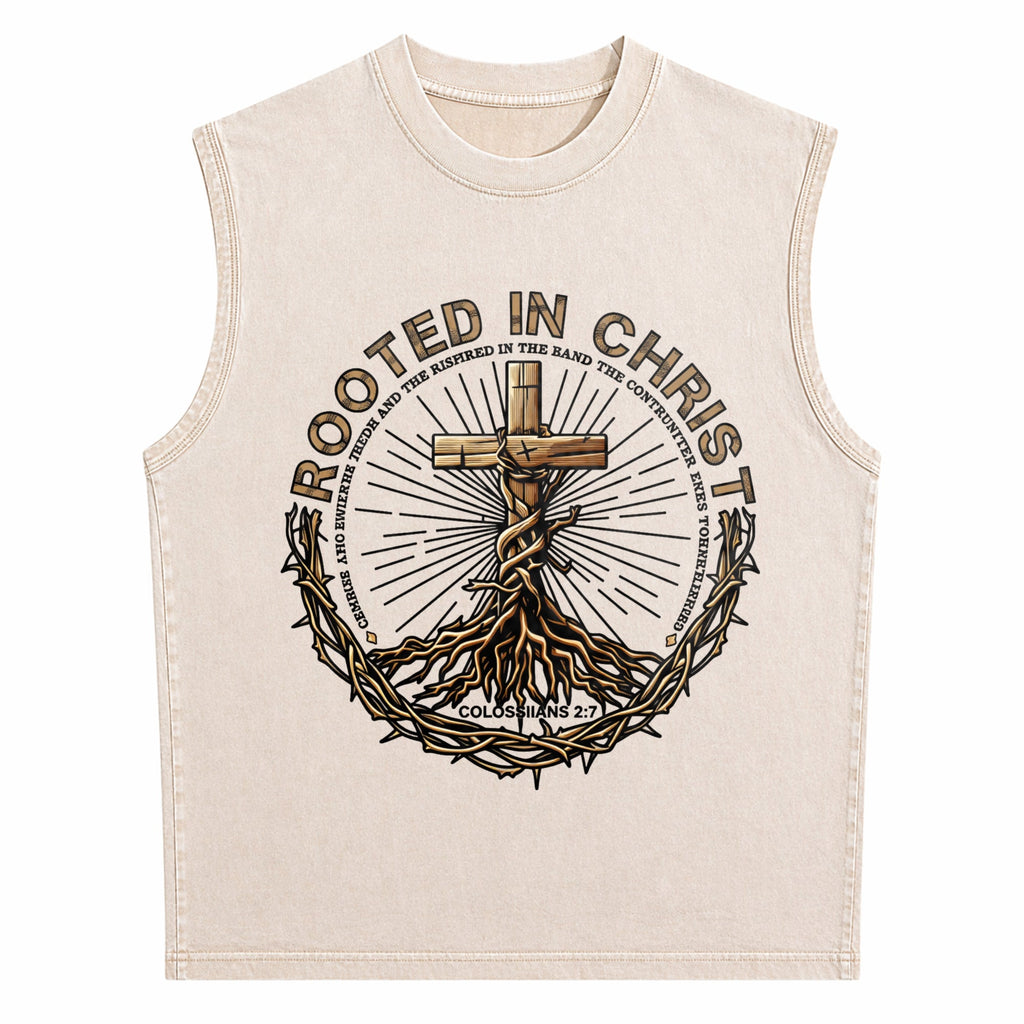 Rooted In Christ Men's Washed Tank Top
