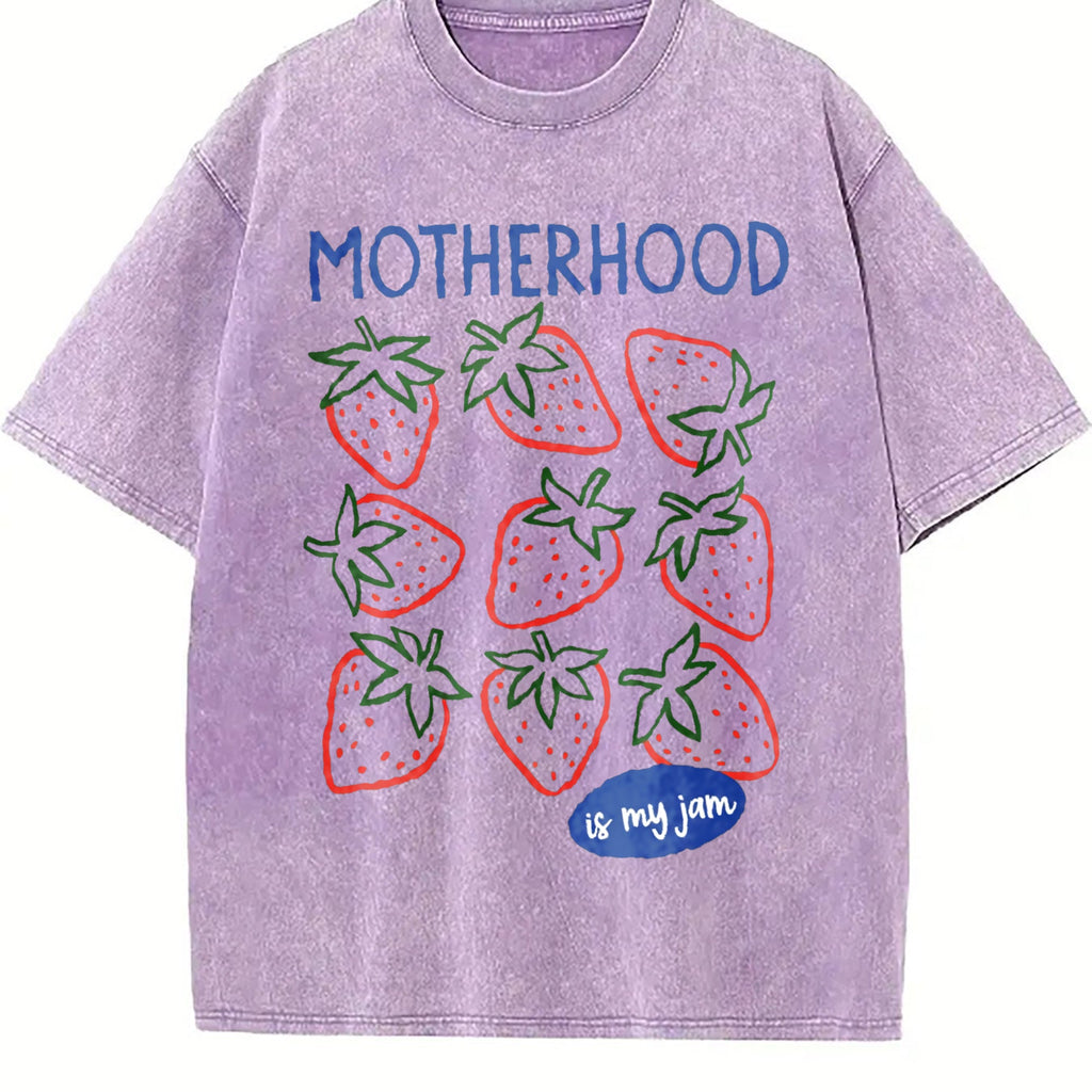 Motherhood Is My Jam Strawberry Pun Mom Life - Boxy Vintage product image 6