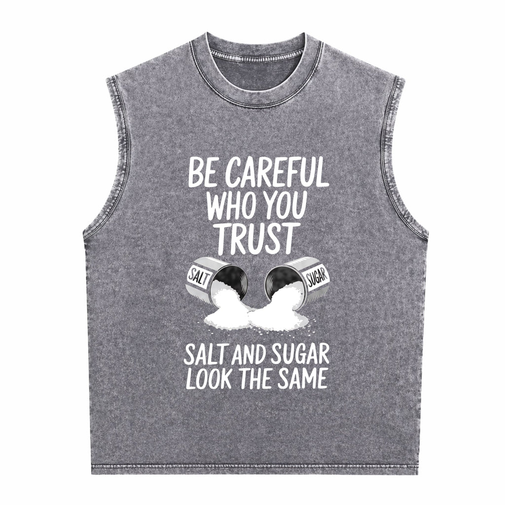Outdoor Fitness With Salt - Beware Of Spoken Words From Men's Washed Tank Top
