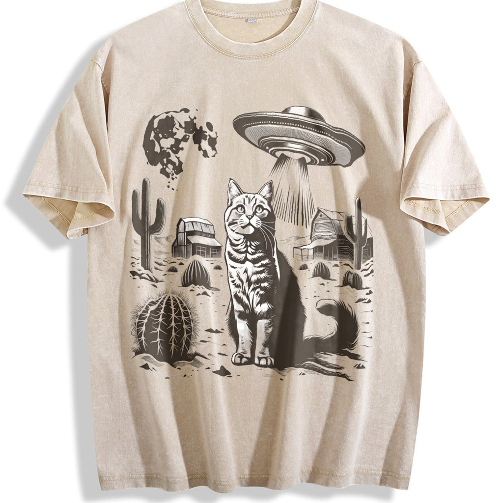 UFO Western Cat Vintage Washed T-Shirt product image 1