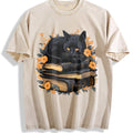 Cat On Book With Autumn Leaves Vintage Washed T-Shirt product image 1
