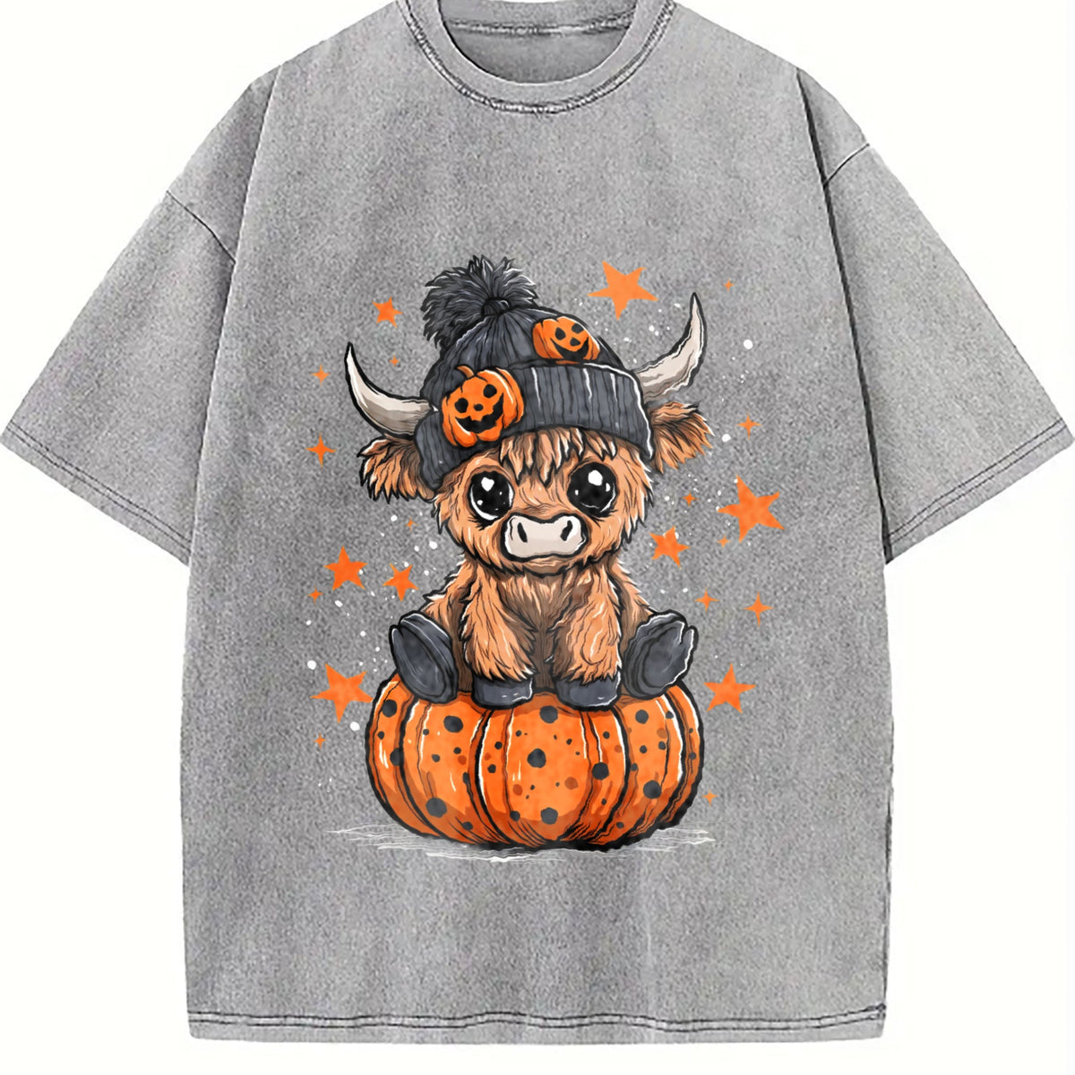 Funny Highland Cow Halloween Vintage Washed T-Shirt product image 4
