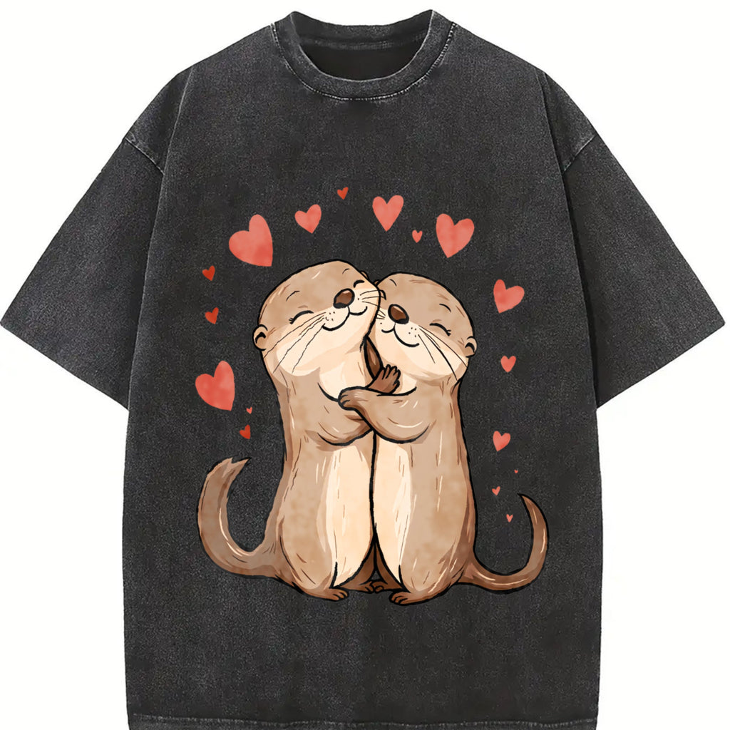 Otter Love - Cute Hugging Otters Vintage Washed T-Shirt product image 2