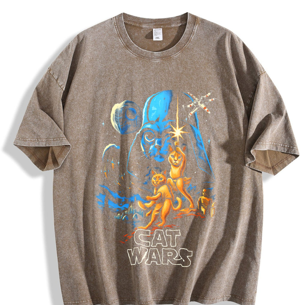 Cat Wars 90s Vintage Washed T-Shirt product image 3