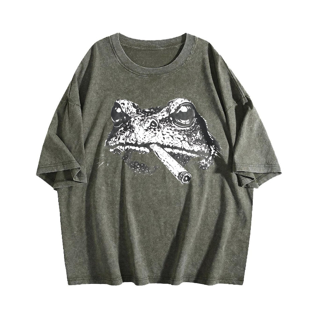 Smoking Frog Meme Vintage Washed T-Shirt product image 4