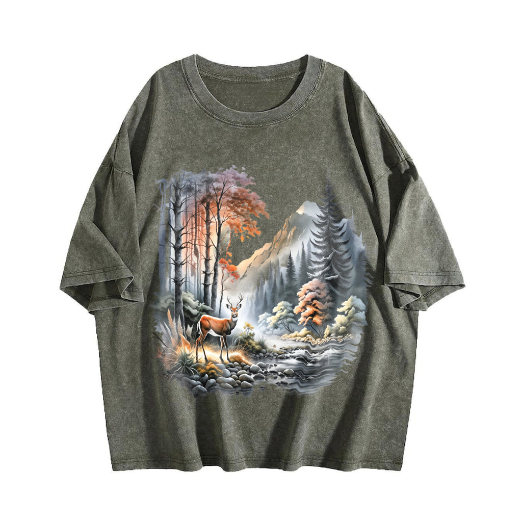 Deer Nature 90s Vintage Washed T-Shirt product image 4