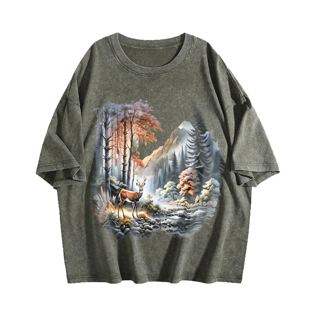 Deer Nature 90s Vintage Washed T-Shirt product image 4