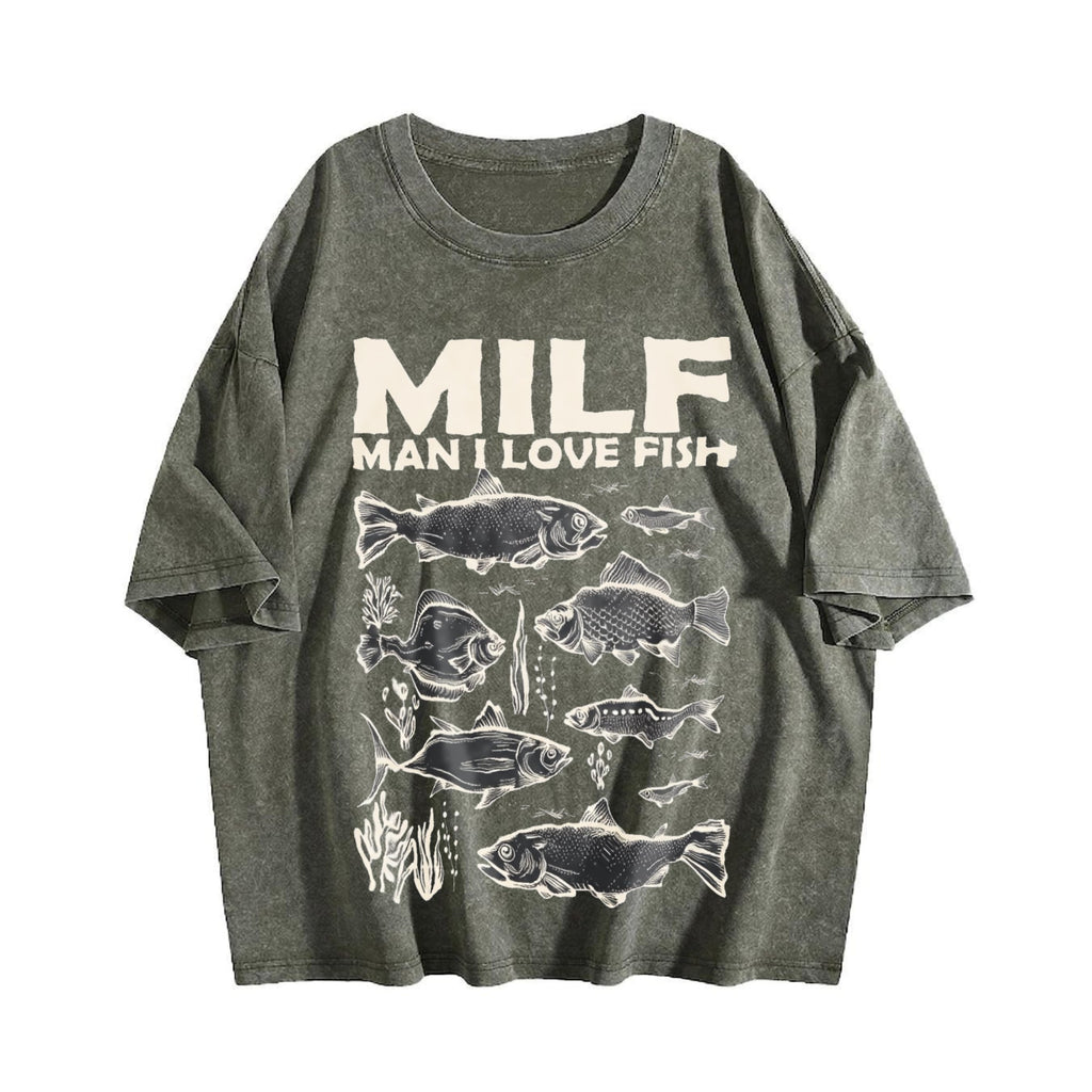 Milf Man I Love Fish 90s Vintage Washed T-Shirt product image 4
