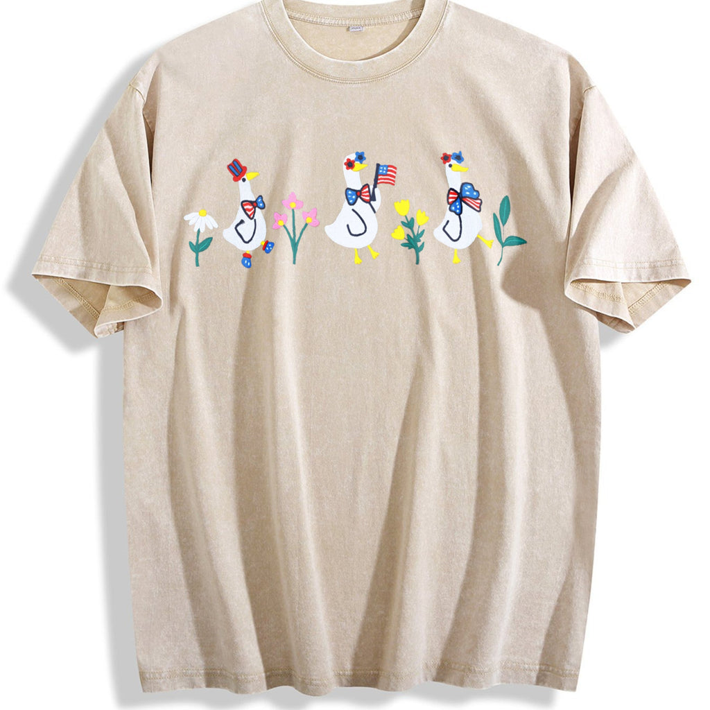 Patriot Floral Goose Vintage Washed T-Shirt product image 1