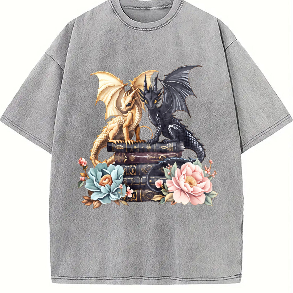 Winter Twin Dragon Vintage Washed T-Shirt product image 5