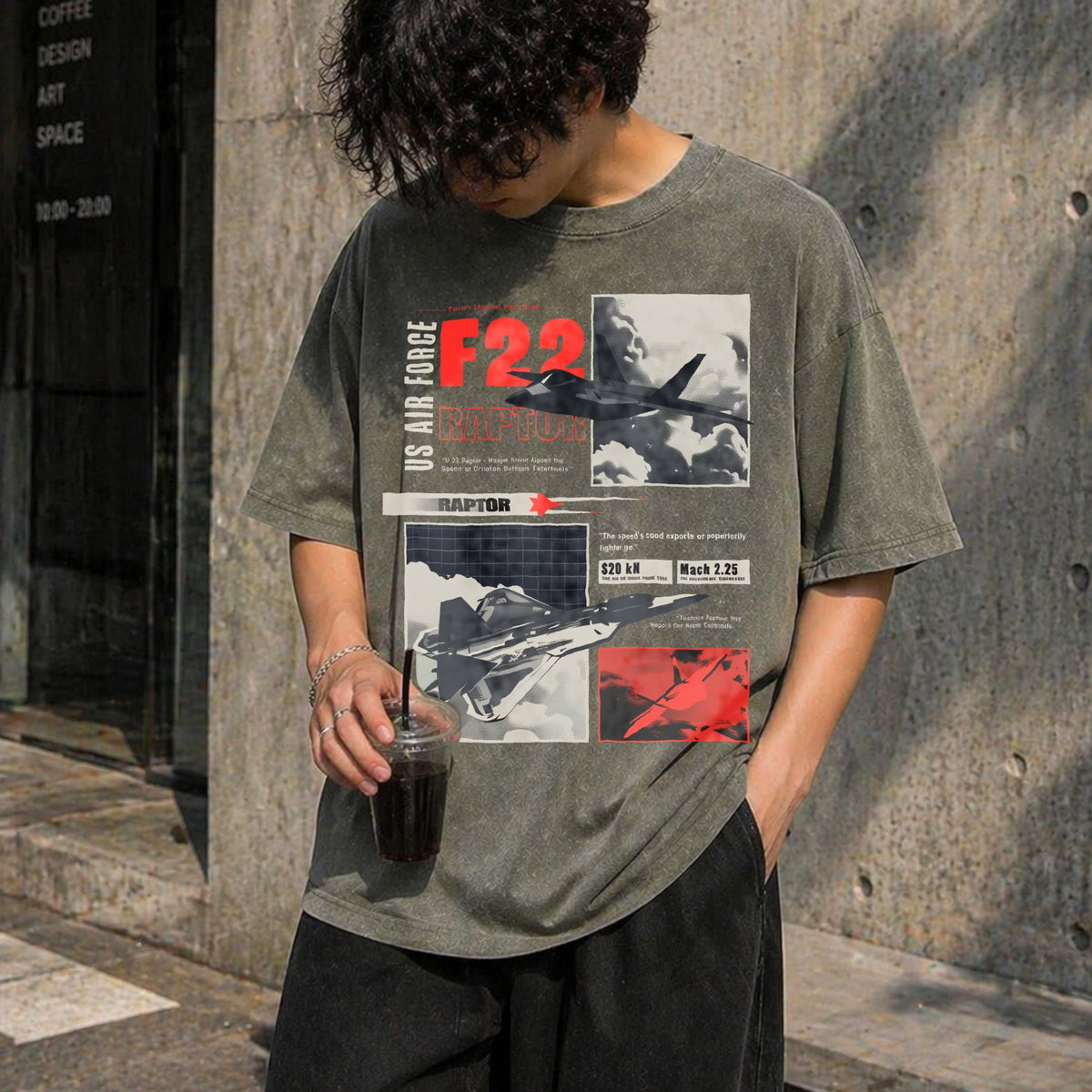 F-22 Raptor Military Funny Good Vintage Washed T-Shirt product image 4