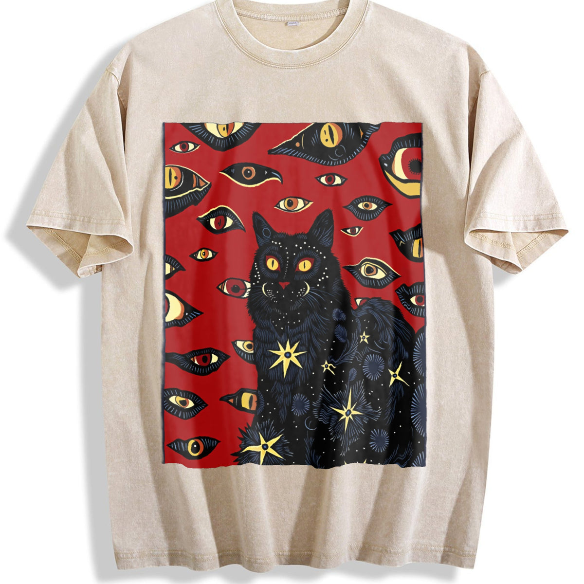 Cat And Red Eyes Vintage Washed T-Shirt product image 1