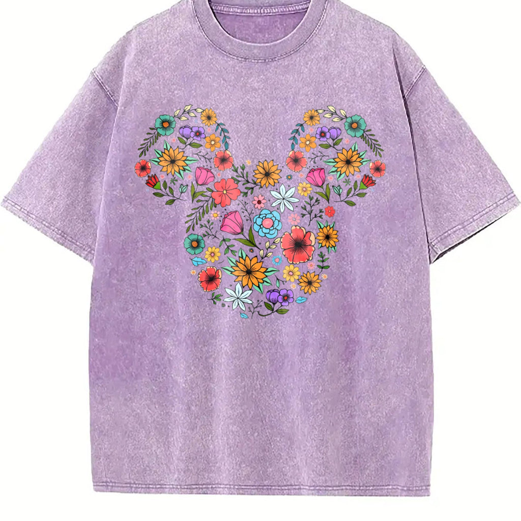 Floral Mouse Head Vintage Washed T-Shirt product image 6
