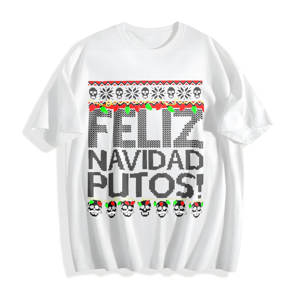 Funny Feliz Navidad Putos - Black Cotton T-Shirt product image 2