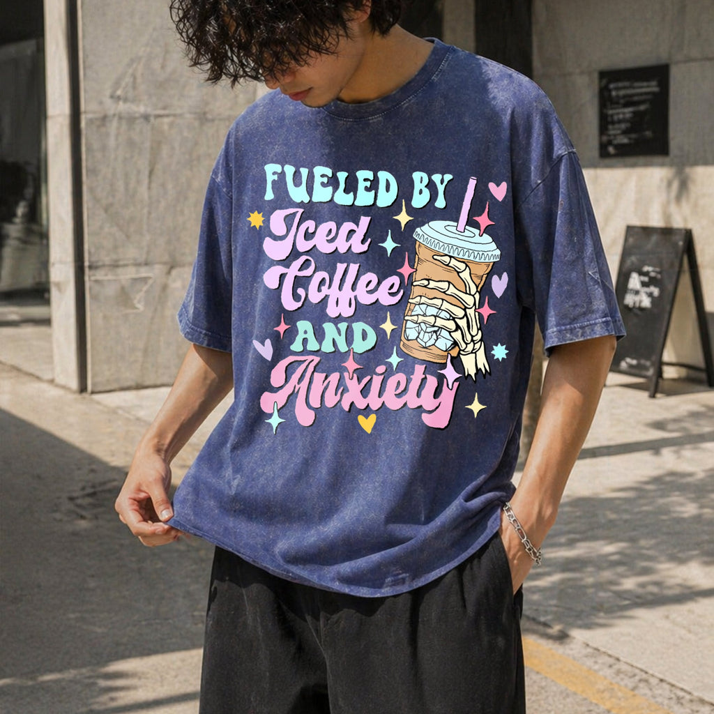 Fueled By Iced Coffee And Anxiety Funny Lover Vintage product image 8