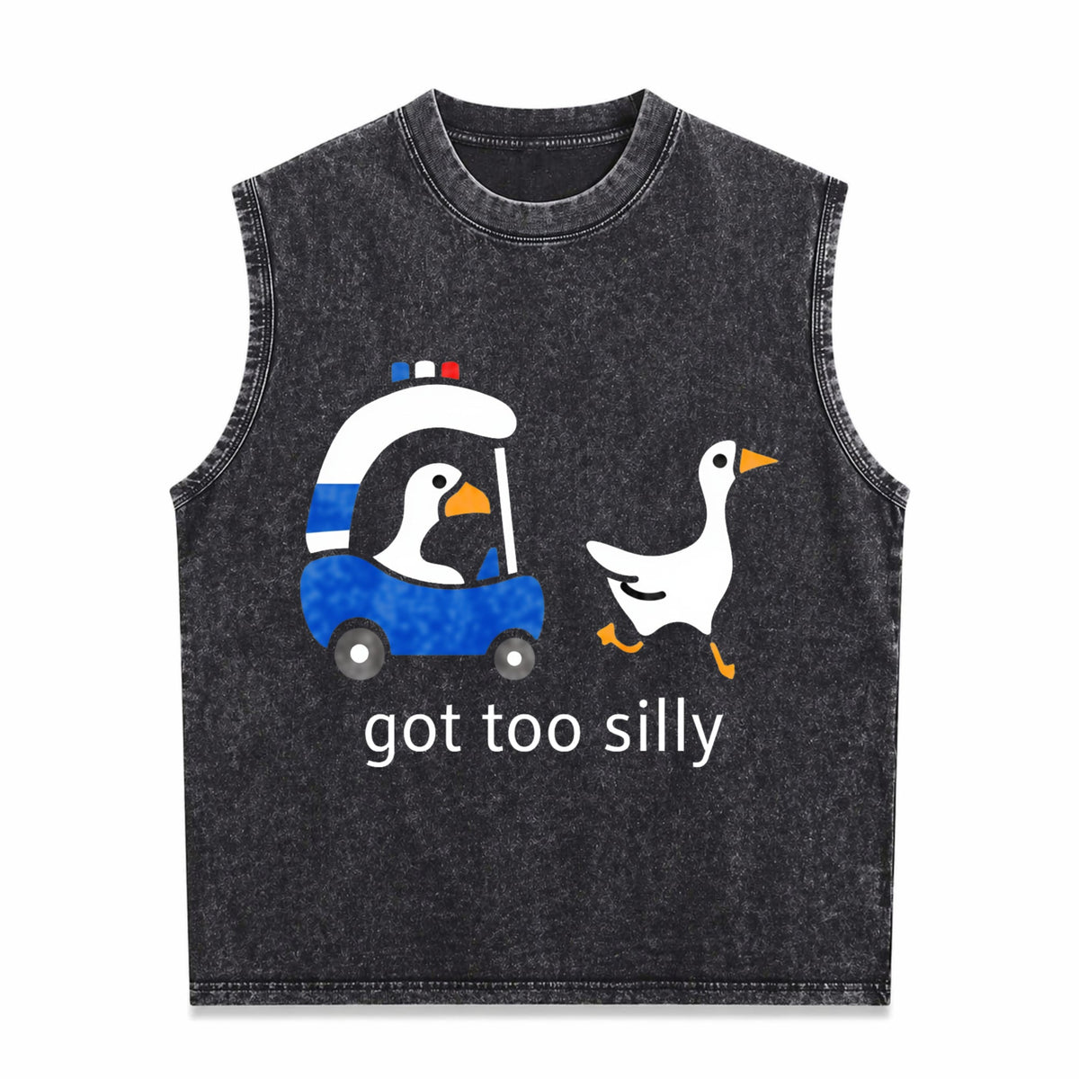 Got Too Silly Goose Funny Cute For Ducks Car Summer Men's Washed Tank Top