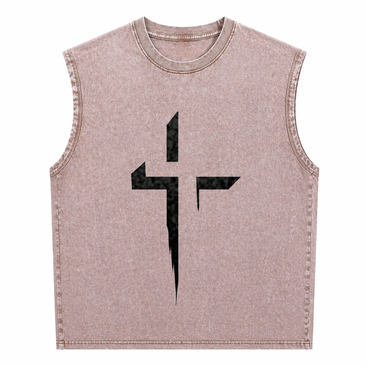 Patterned Cross Men's Washed Tank Top