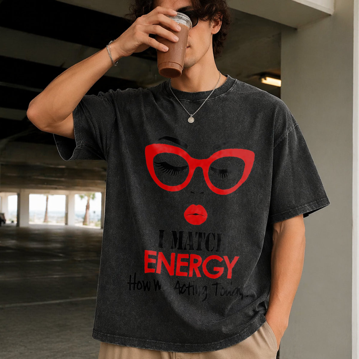 I Match Energy Slogan Vintage Washed T-Shirt product image 2