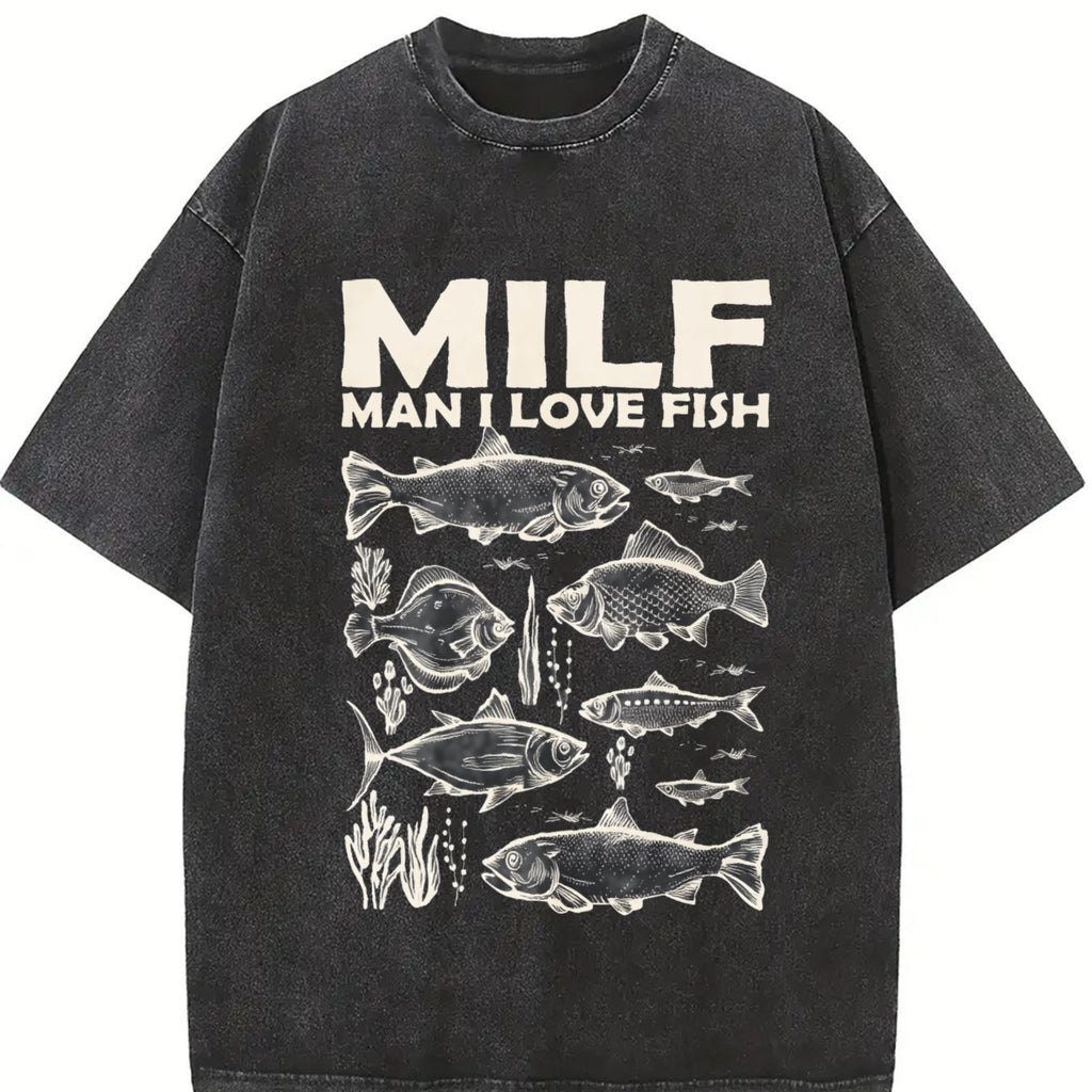 Milf Man I Love Fish 90s Vintage Washed T-Shirt product image 2
