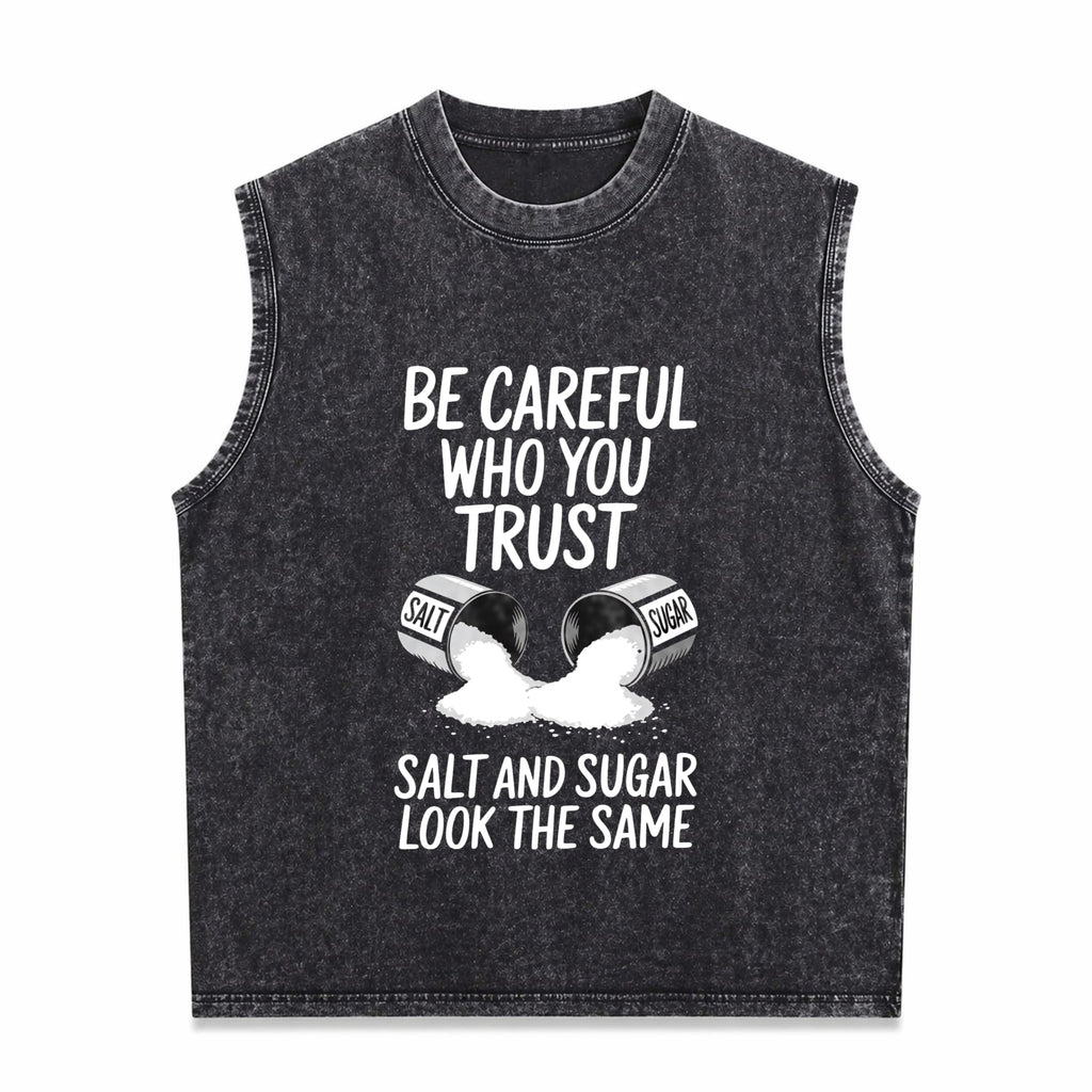 Outdoor Fitness With Salt - Beware Of Spoken Words From Men's Washed Tank Top