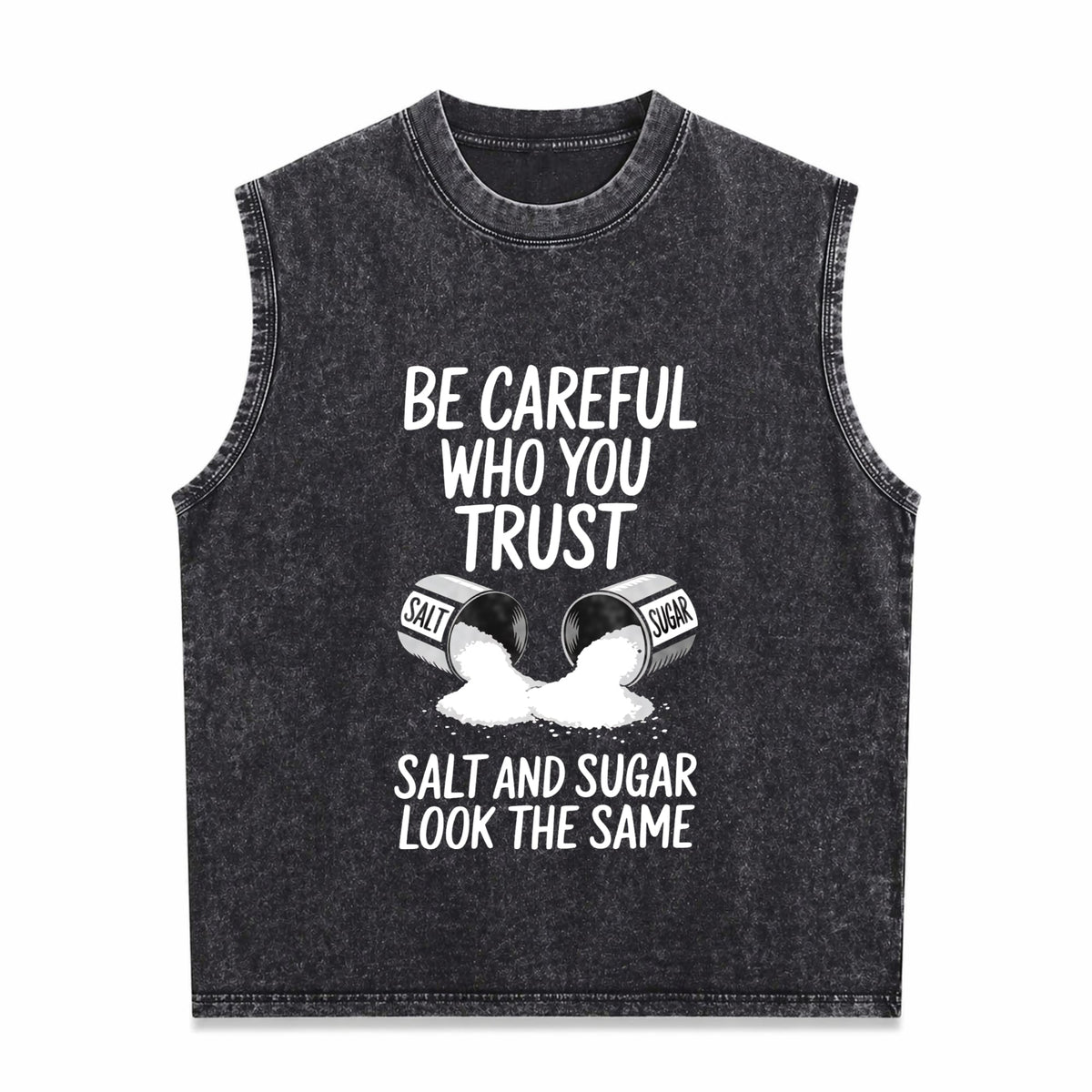 Outdoor Fitness With Salt - Beware Of Spoken Words From Men's Washed Tank Top