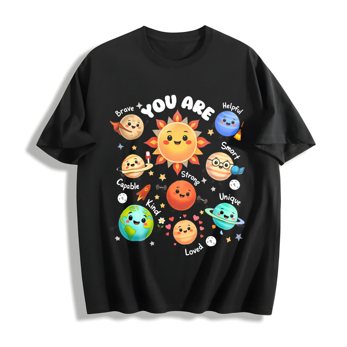 You Are Positive Affirmation Solar System Cotton T-Shirt product image 1