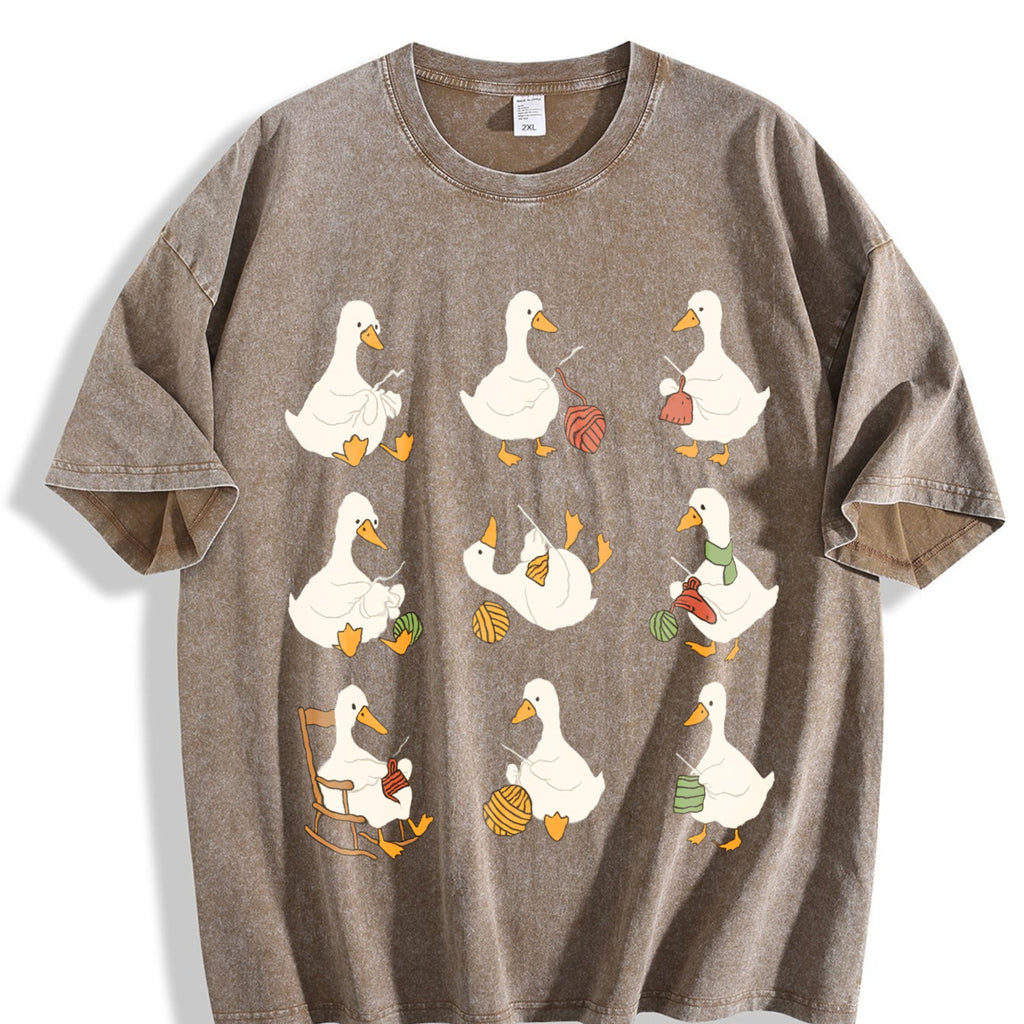 Cute Goose Crocheting Vintage Washed T-Shirt product image 3
