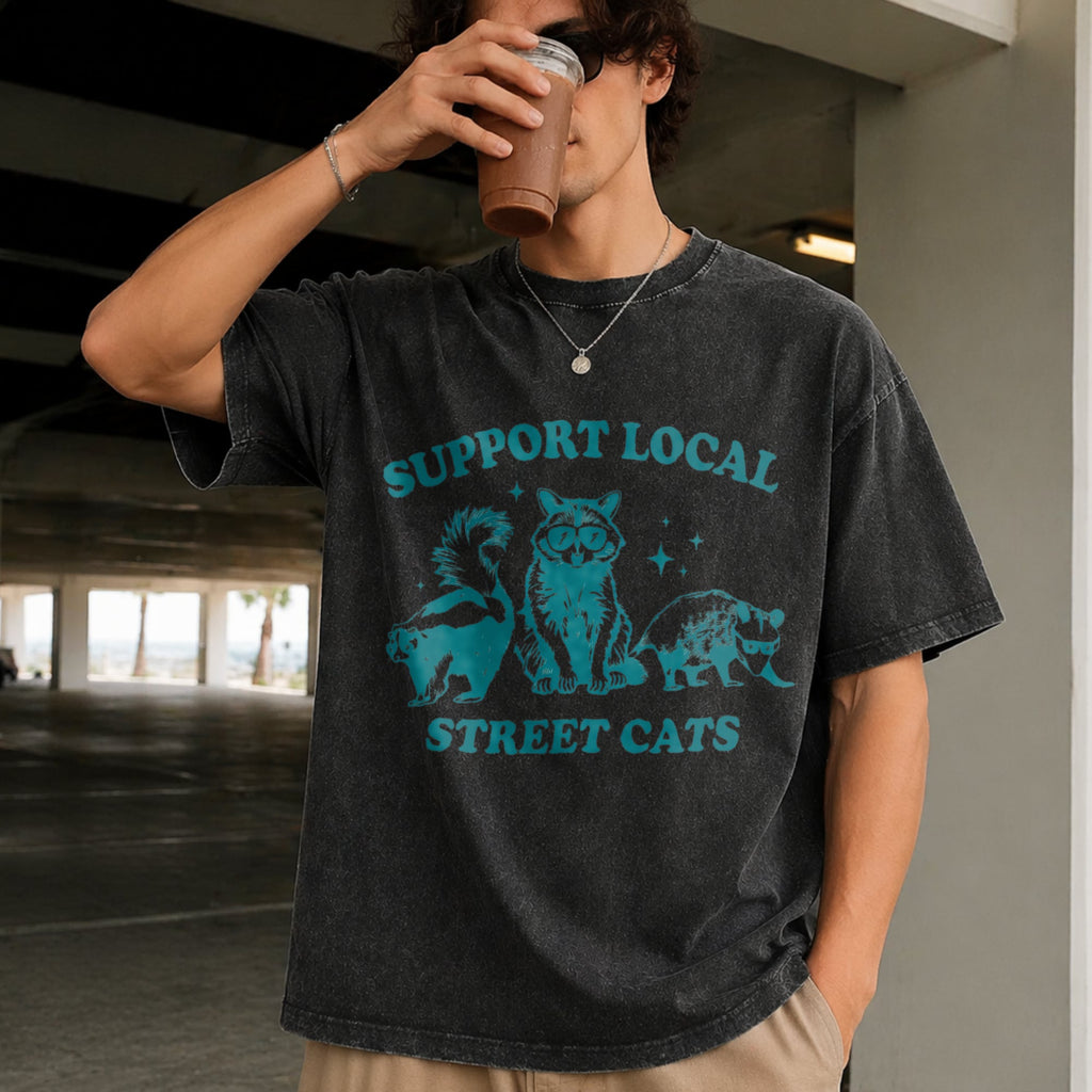 Support Local Cats Vintage Washed T-Shirt product image 2