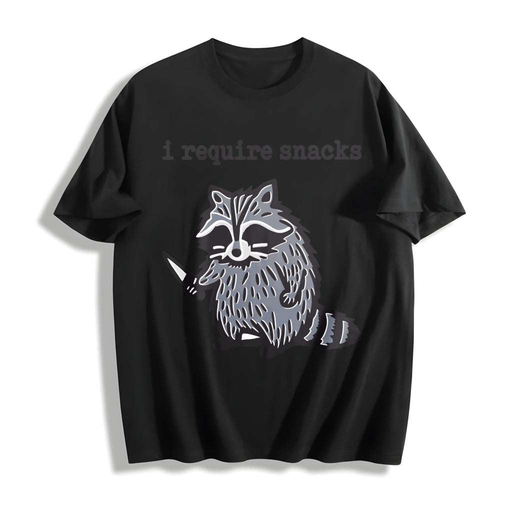 Winter Animal Snack Thief Raccoon Cotton T-Shirt product image 1