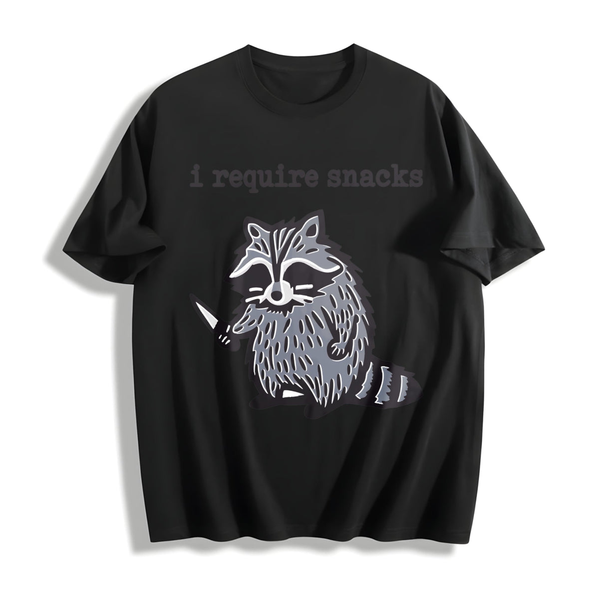Winter Animal Snack Thief Raccoon Cotton T-Shirt product image 1