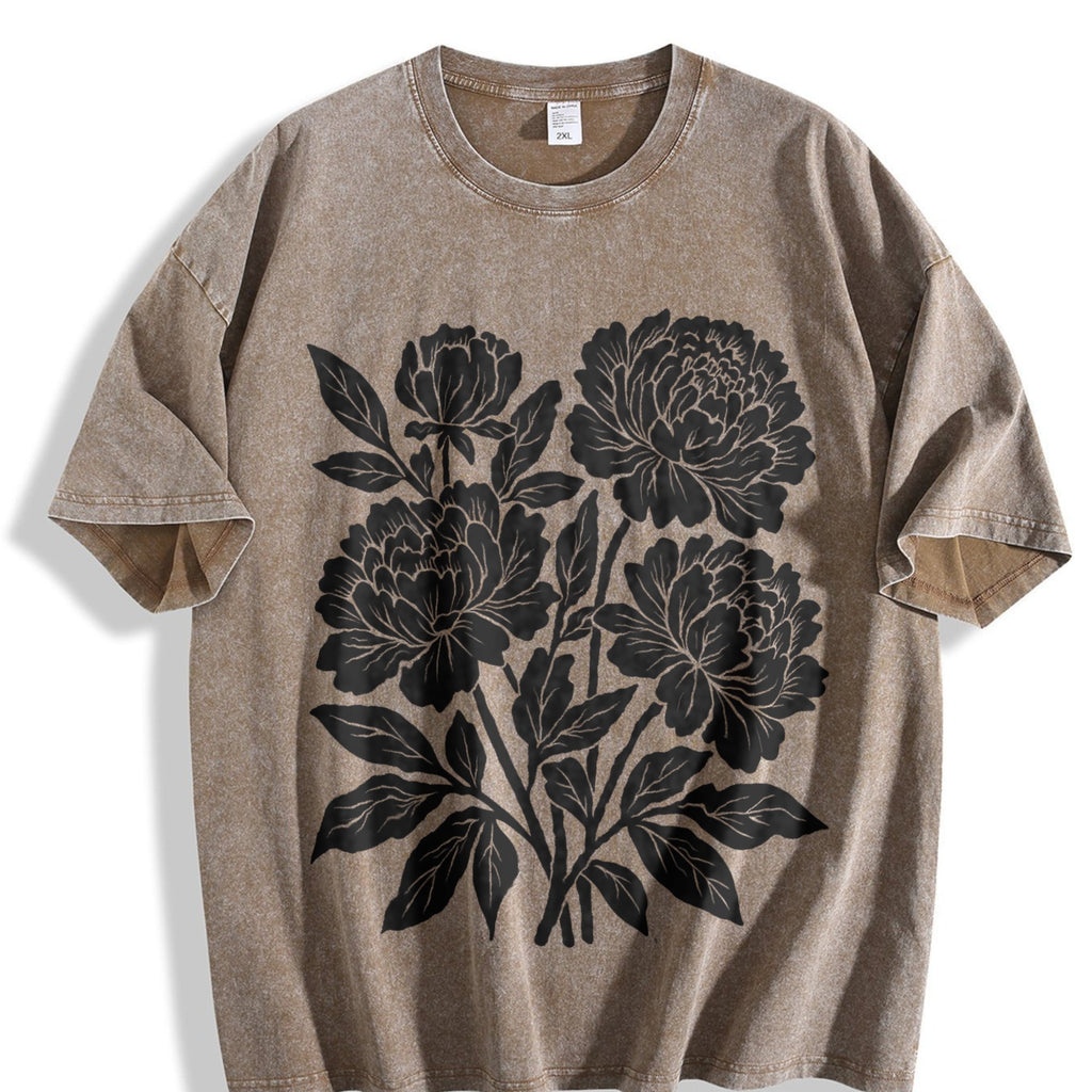 Linocut Flower Vintage Washed T-Shirt product image 3