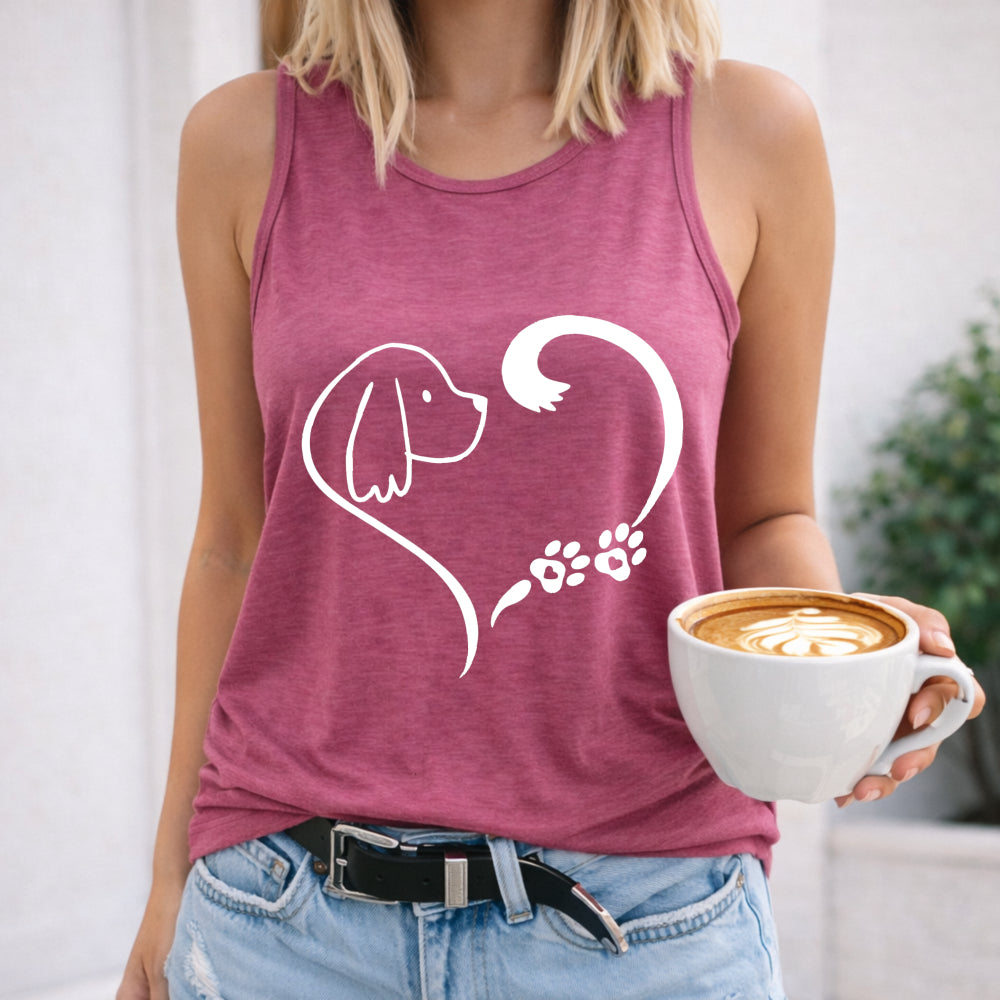 Racer With Cute Puppy & Heart - Summer Women's Tank Top