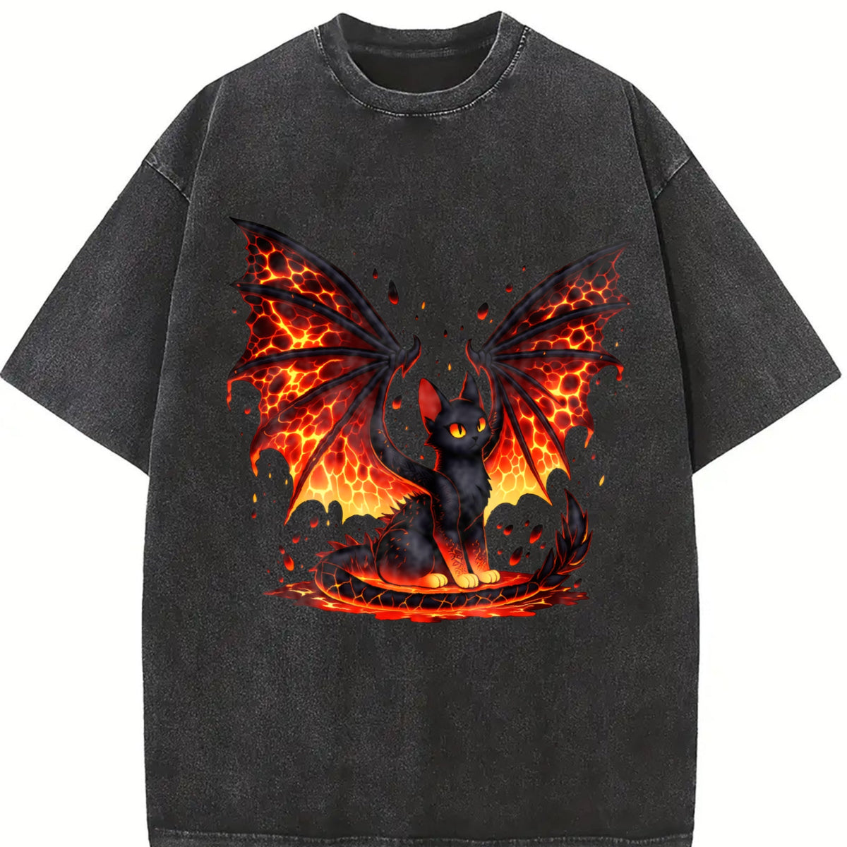 Black Cat & Wing Vintage Washed T-Shirt product image 2
