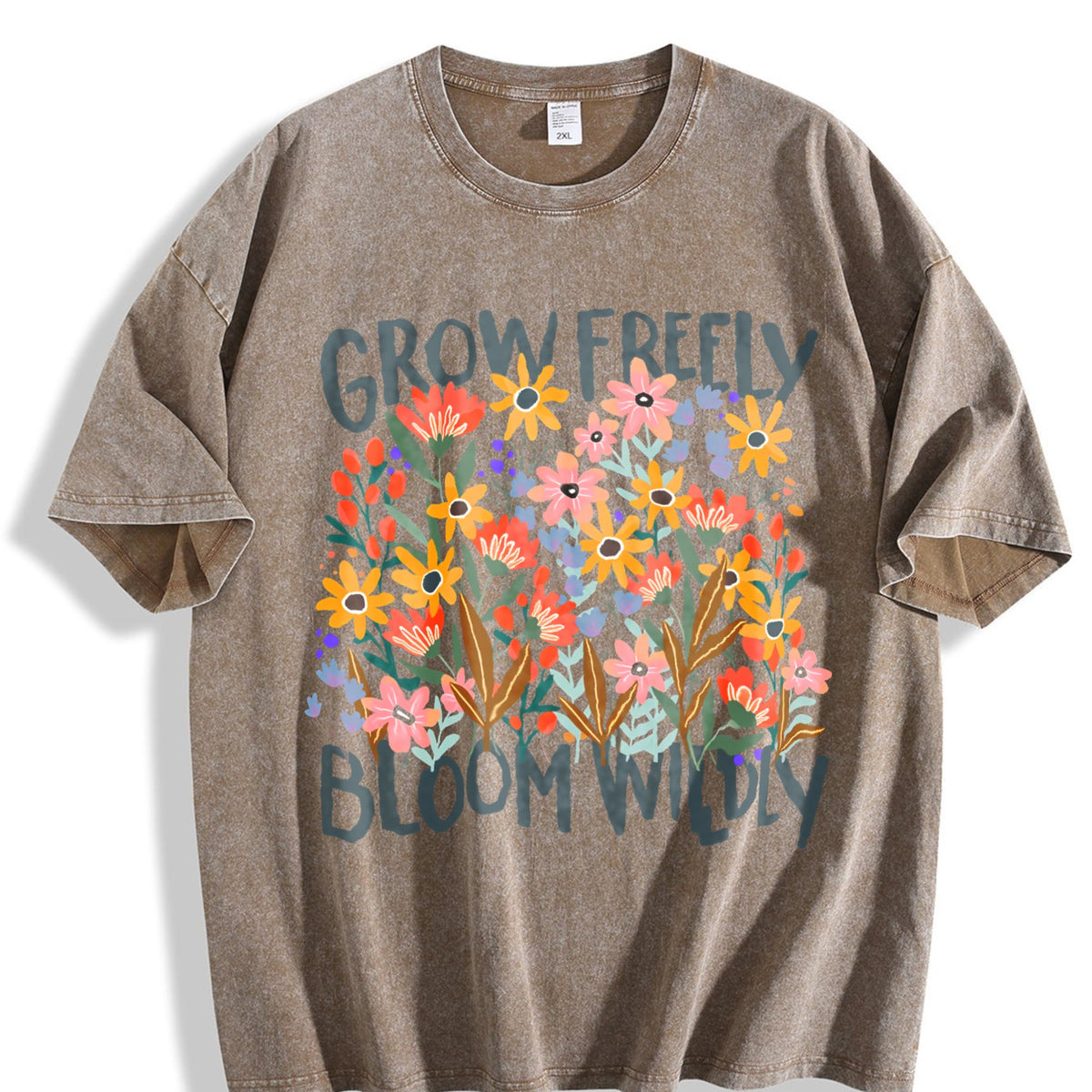 Grow Freely Bloom Wildly Flowers Vintage Washed T-Shirt product image 3
