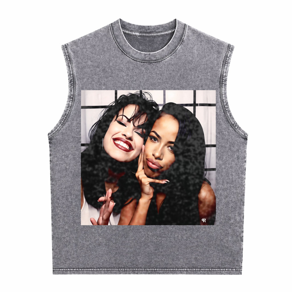Selena And Aaliyah Men's Washed Tank Top